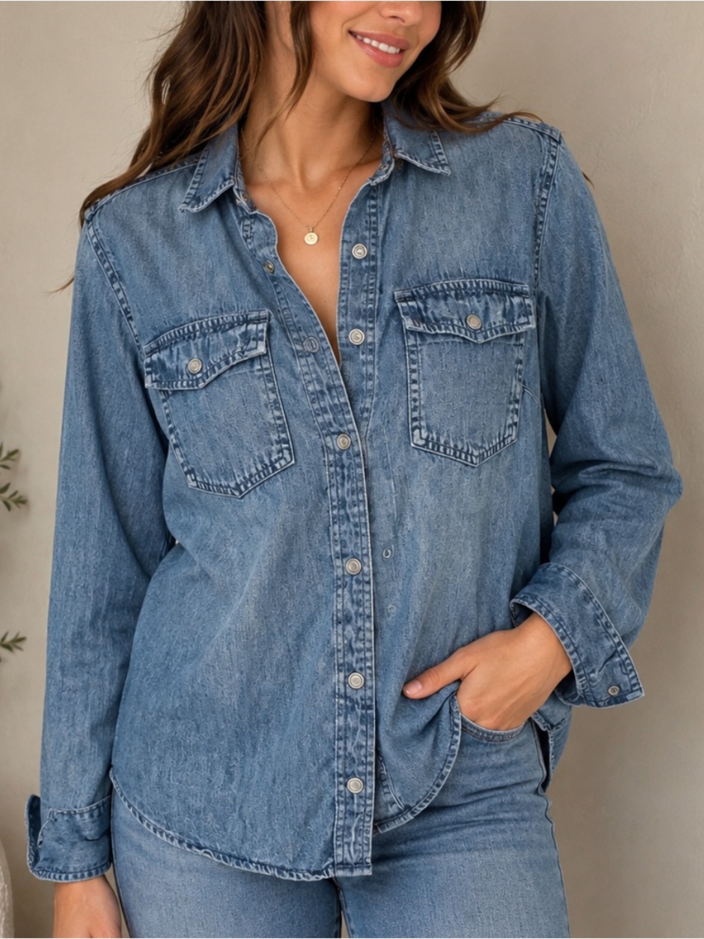 J. Crew Light Blue Denim Button-Up Shirt